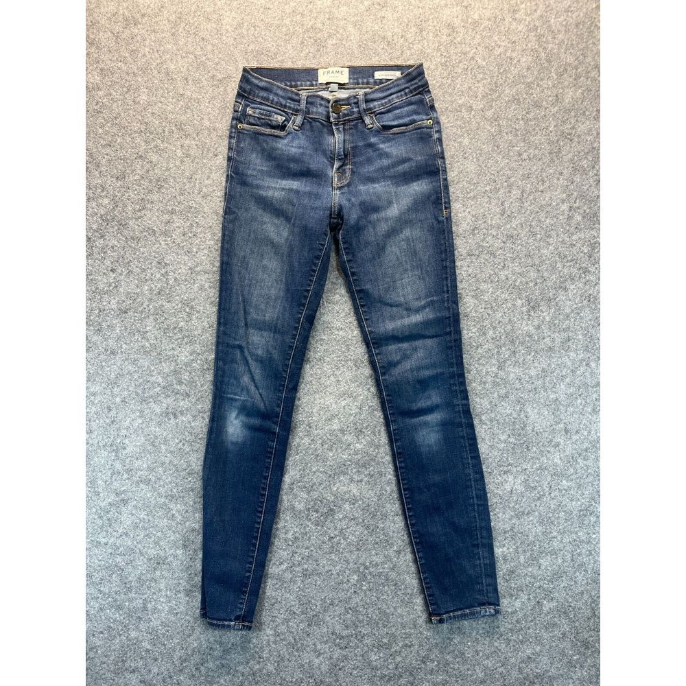 Frame Jeans Women's 27‎ Le Skinny De Jeanne Mid Rise Dark Blue Stretch Denim
